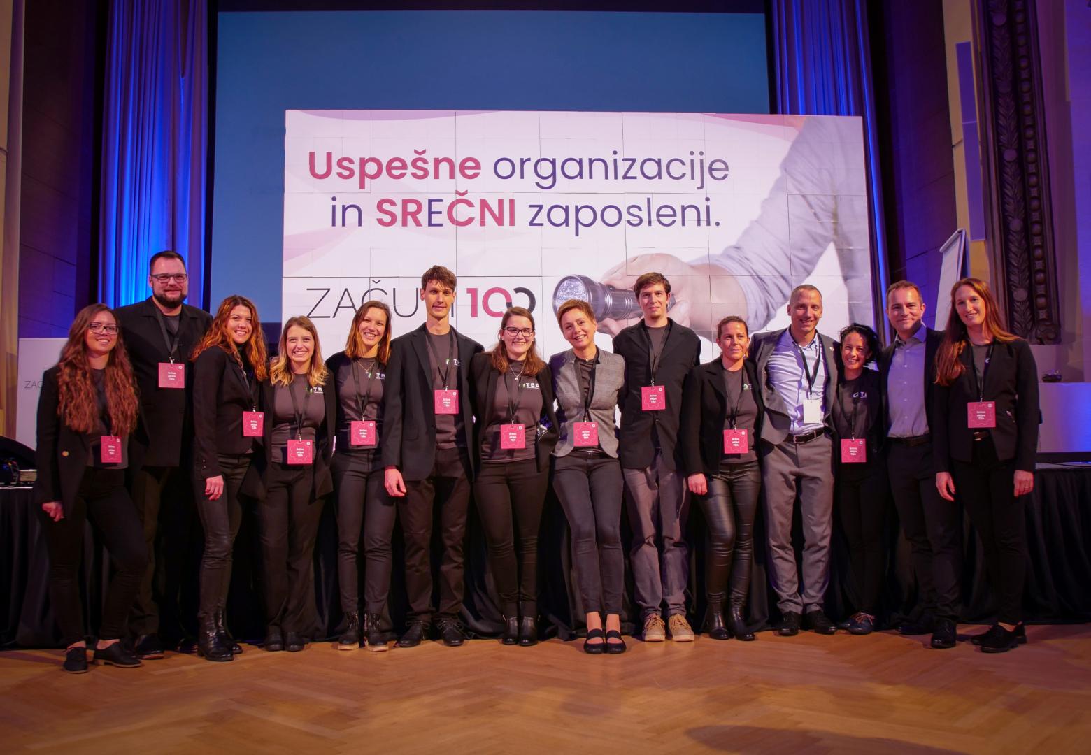 Group photo of TBA's team after Začuti 100 event