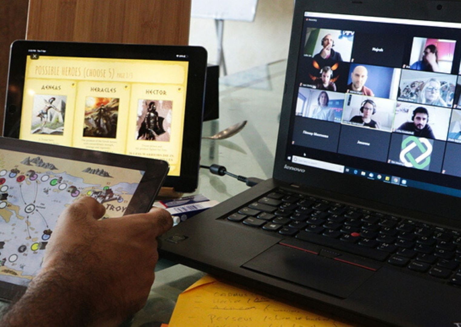 Participant playing strategic team game Heroes of Troy