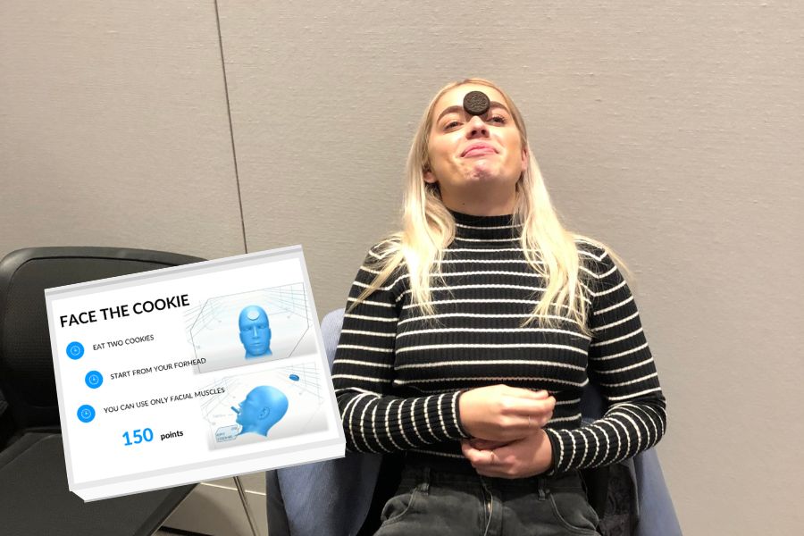 Participant during the "face the cookie" challenge