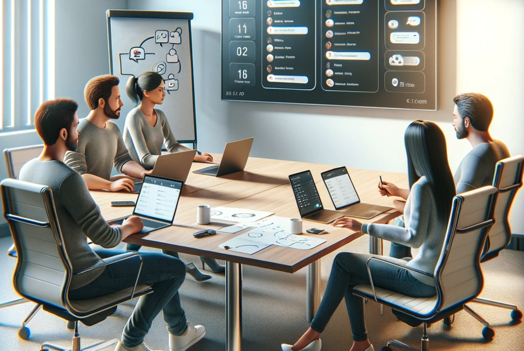 People in a meeting about AI