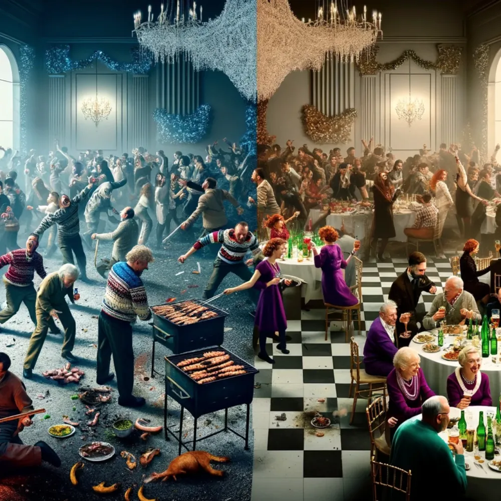 Comparison between a destructive and constructive end-of-year party