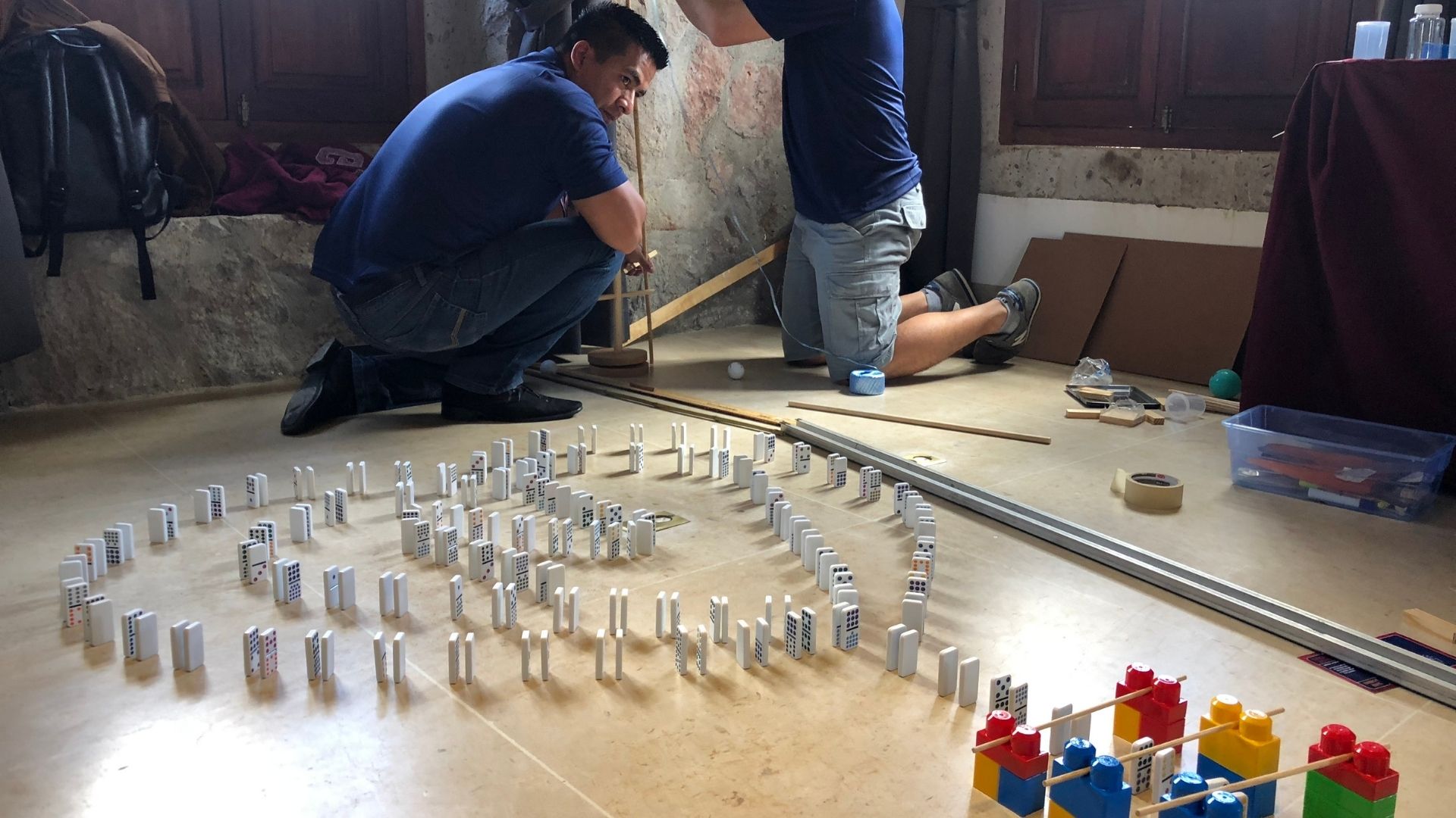 participants building a chain reaction